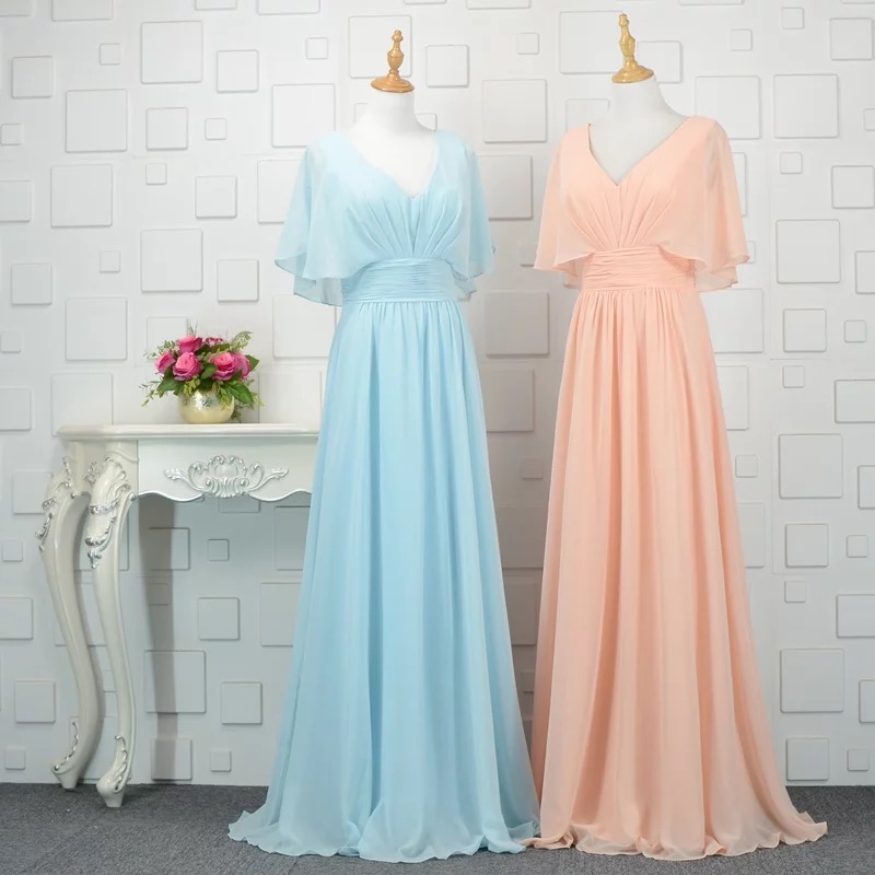 Chiffon Evening Dress, Vintage V Neck Long Prom Dress, Simple Evening Gown,pd14595