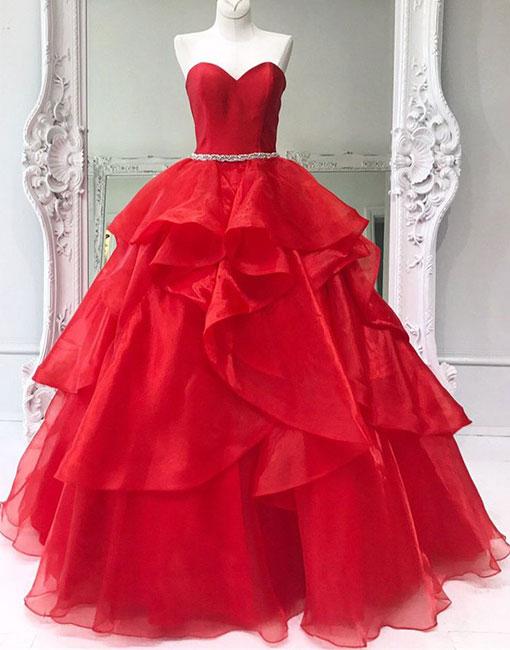Simple Prom Dresses, Prom Gown,vintage Prom Gowns,red Sweetheart Neck Tulle Long Prom Dress, Ball Gown Prom Gowns,pd14704