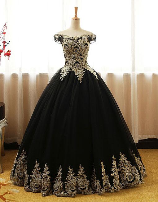 Black Lace Long Prom Gown, Black Evening Dress,pd14847