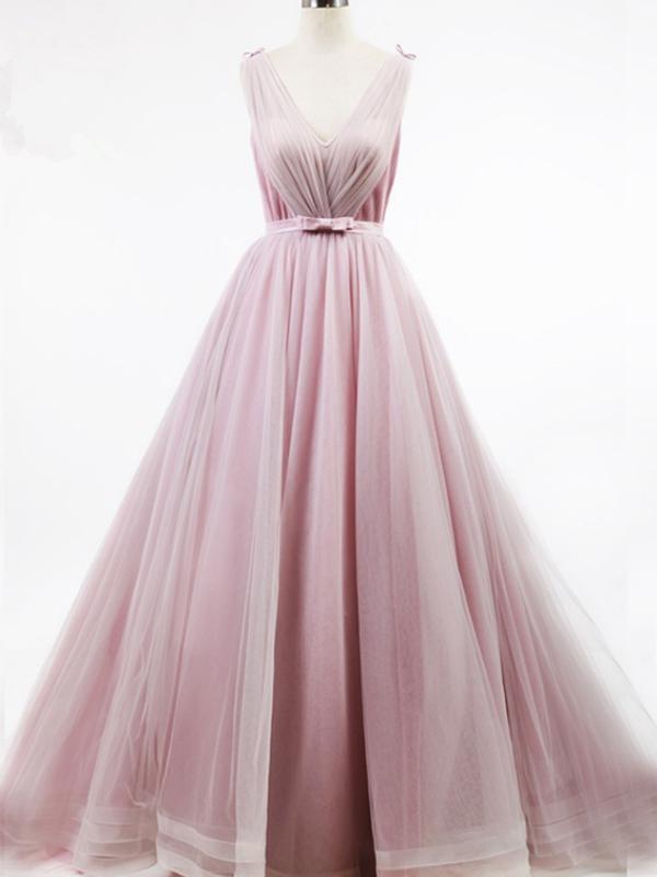 V Neck Prom Dress, Sexy Tulle Prom Dresses, Long Evening Dress, Formal Gowns,pd141125