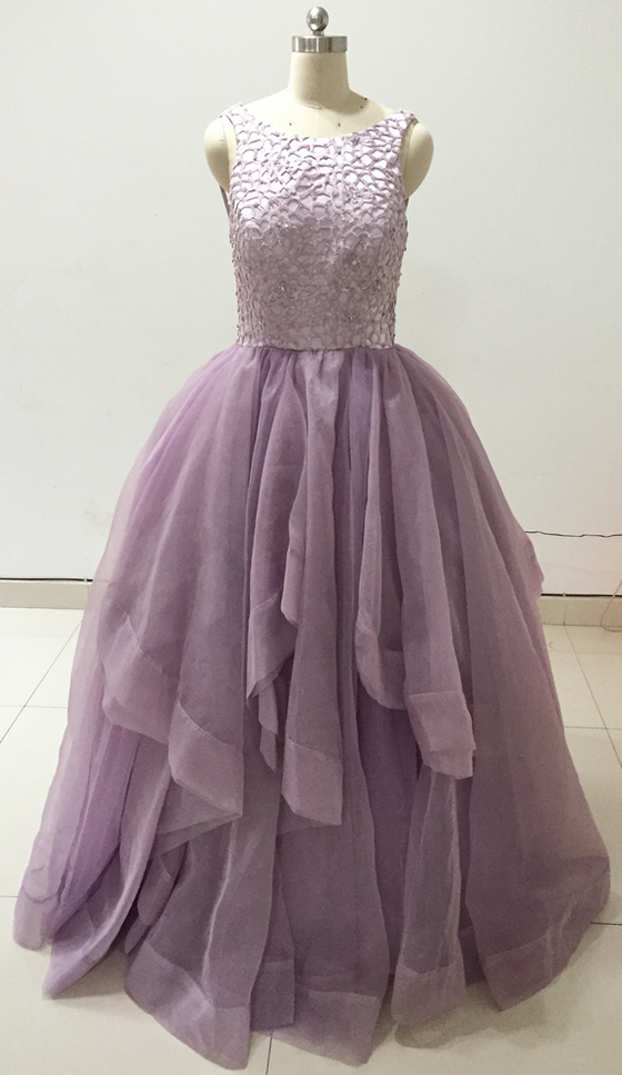 Purple Prom Dresses, Lace Prom Dresses, Crystal Prom Dresses, Ruffle Prom Dresses, Real Picture Prom Dresses,pd141199