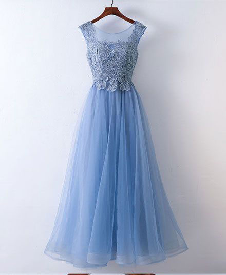 Elegant Ice Blue Floor Length Prom Dresses With Appliques,pd1411176