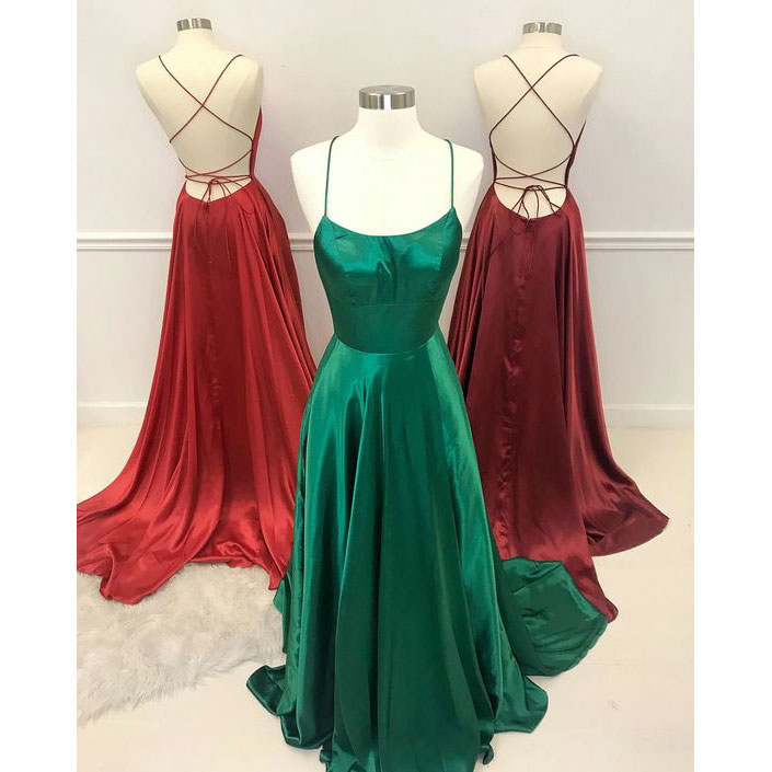 Sexy Red/green/burgundy Long Criss Cross Prom Dresses,pd1411182