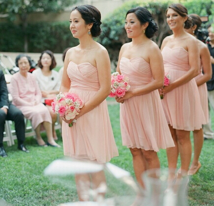 Bridesmaid Dress, Short Bridesmaid Dress, Peach Bridesmaid Dress, Chiffon Bridesmaid Dress, Bridesmaid Dress, Bd09