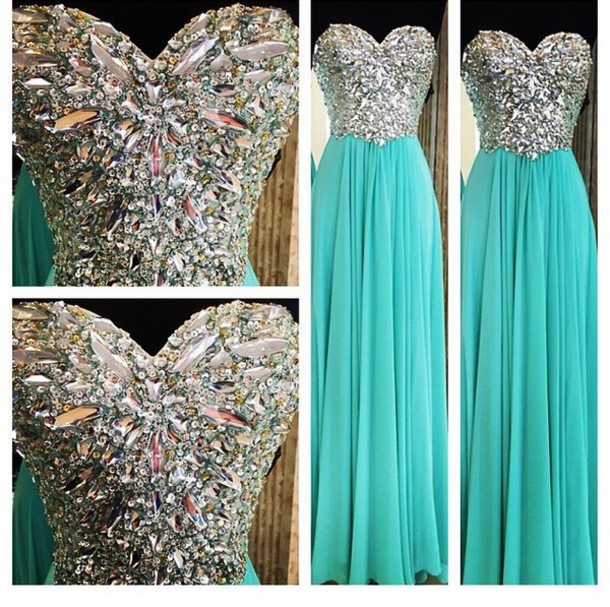 Long Prom Dress, Sweet Heart Prom Dress, Blue Prom Dress, Formal Prom Dress, Prom Dress With Rhinestone, Prom Dress, Bd97