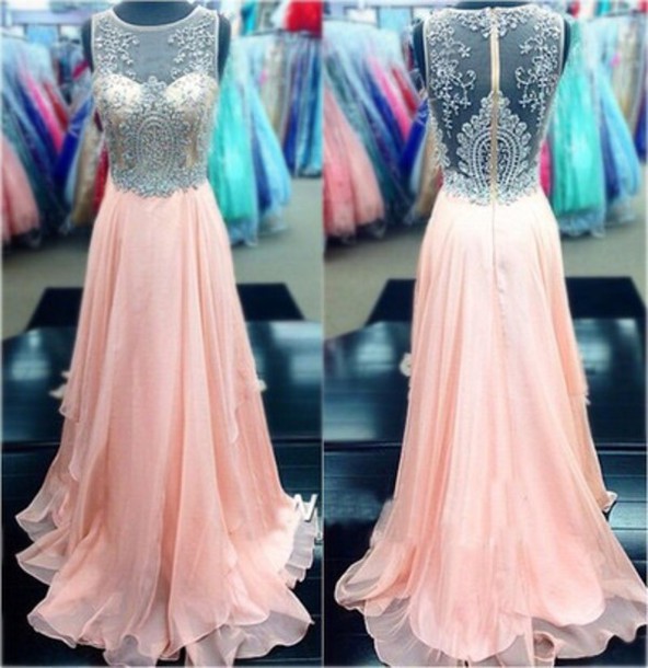 Beading Prom Dress, Peach Prom Dress, Long Prom Dress, Available Prom Dress, Prom Dress, Pretty Prom Dress, Dress For Prom, Bd114