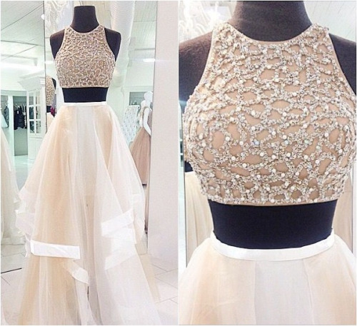 2015 Long Popular Two Piece Prom Dress, Evening Dress, Affordable Beautiful Handmade Prom Dress, Prom Dress, Bd205