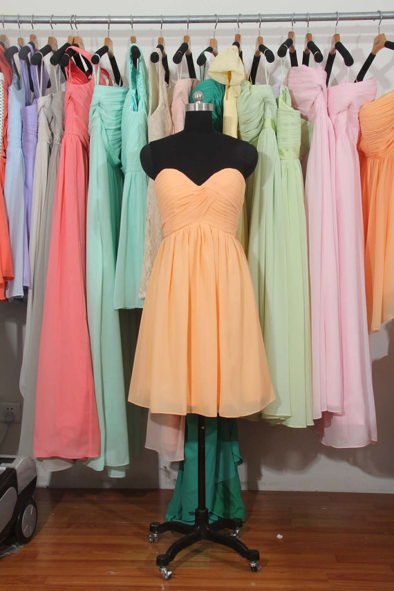 Peach Bridesmaid Dress, A-line Bridesmaid Dress,sweetheart Short Bridesmaid Dress, Chiffon Bridesmaid Dress,bridesmaid Dress,bd2720