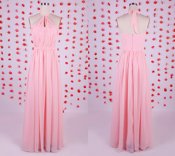 2015 Newest Design Bridesmaid Dress, Pink Bridesmaid Dress, Chiffon Bridesmaid Dress,long Bridesmaid Dresses,affordable Wedding Guest