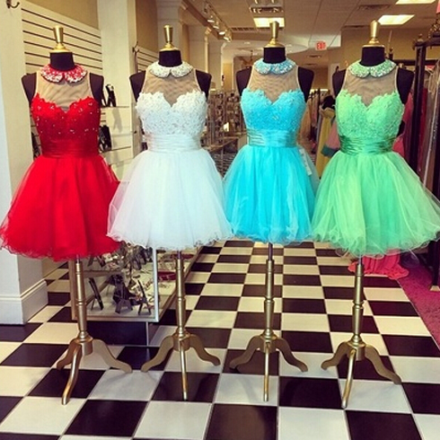 Sleeveless Prom Dress, Short Prom Dress, Cute Prom Dress, Keen-length Prom Dress, Tulle Prom Dress, Homecoming Dress, Bd249