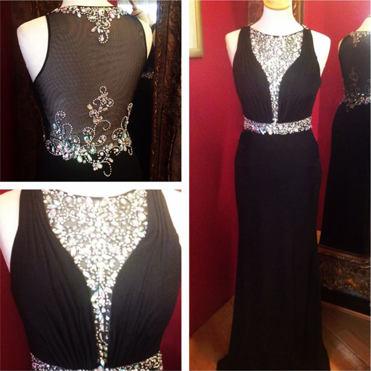 Hand Made Prom Dress, Black Prom Dress, Sparkly Prom Dress, Prom Dress 2015, Party Dress, Modest Prom Dress, Sexy Prom Dress, Bd259