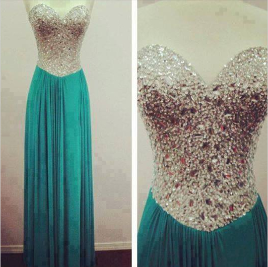 Green Prom Dress, Sweet Heart Prom Dress, Rhinestone Prom Dress, Formal Prom Dress, Sparkly Prom Dress, Evening Dress, Bd262