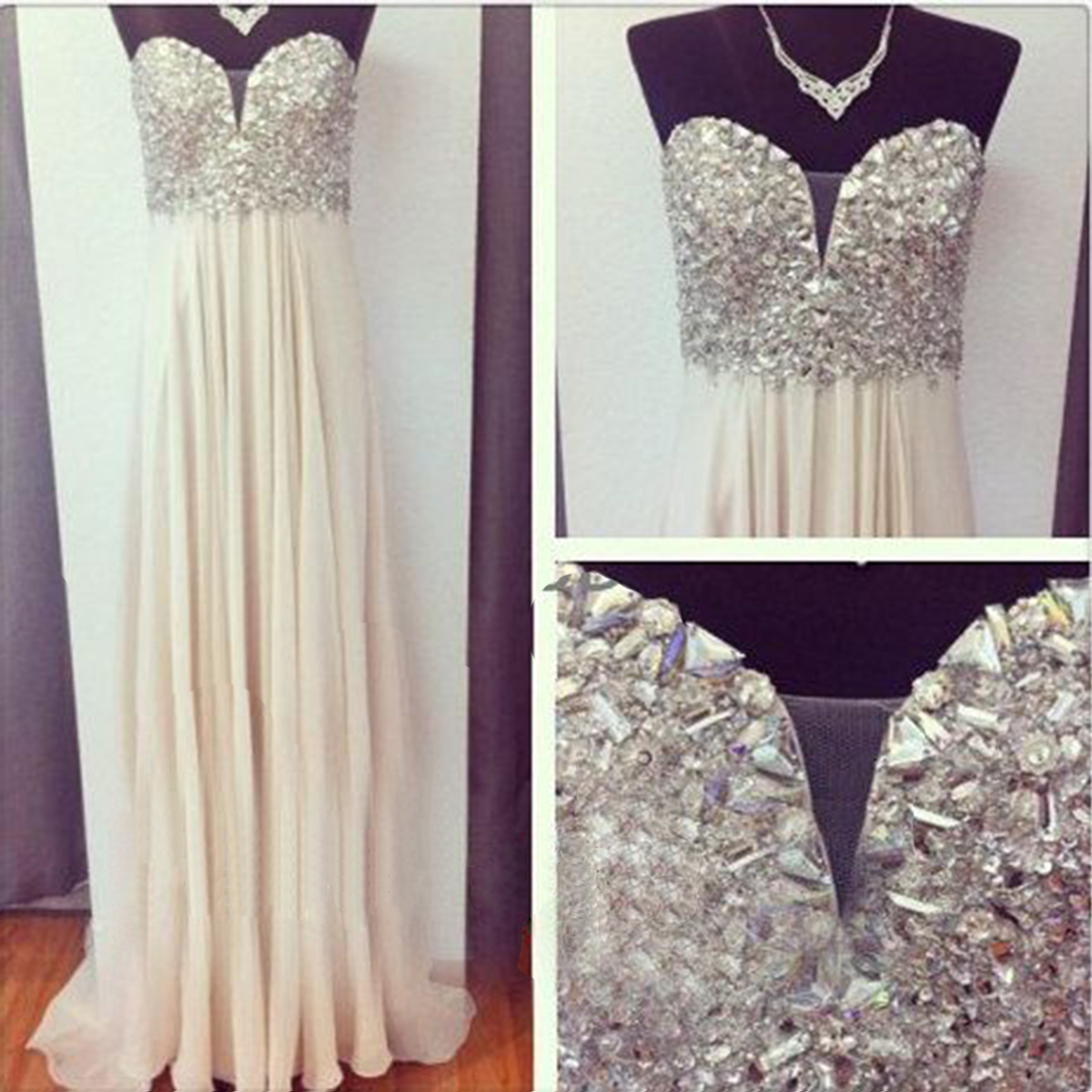 Champagne Prom Dress, Sweet Heart Prom Dress, Floor-length Prom Dress, Prom Dress 2015, Sleeveless Prom Dress, Chiffon Prom Dress, Bd316