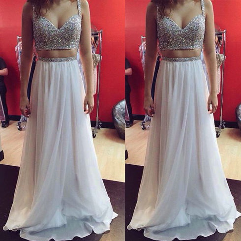 Ivory Prom Dress, Two Piece Prom Dress, Floor-length Prom Dress, Prom Dress, Sweet Heart Prom Dress, Handmade Prom Dress, Sleeveless Prom Dress,