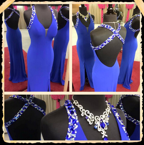 Royal Blue Prom Dress, Open Back Prom Dress, Floor-length Prom Dress, Prom Dress, Backless Prom Dress, Handmade Prom Dress, Sleeveless Prom