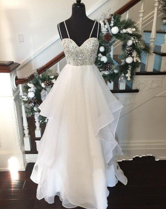 White Sweetheart Sequin Long Prom Dress, Evening Dresses,white Prom Dress,formal Dress,prom Dresses 2016 ,pd17056