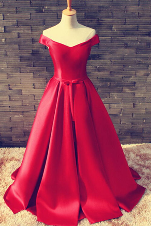 Red Prom Dresses,2016 Evening Gown, Prom Gown,off Shoulder Prom Dress, Party Dress , Pd1026