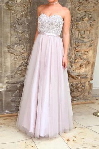 Beaded Sweetheart Tulle Long Prom Dress, Pd5111