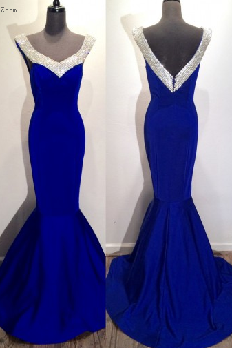 Royal Blue Mermaid Formal 2017 Long Prom Dress, Pd5138