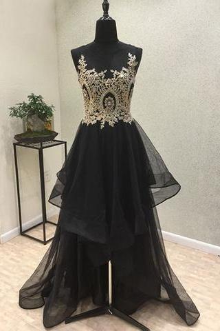 Black Tulle Hi-lo Unique Charming Prom Dress, Pd3106