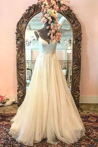 2017 Formal Charming A-line Tulle Long Prom Dress, Pd3821