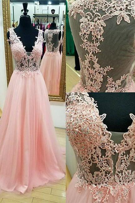 Two Piece Purple Beading Top Long tulle Prom Dress, PD0015