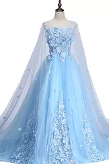 2017 Charming A-line Light Blue Long Formal Prom Dress, Pd14235