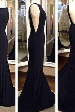 Black Formal Backless Long Prom Dresses, 2017 Evening Dress, Pd146974