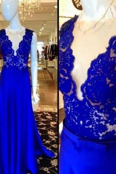 Prom Dresses,royal Blue Prom Dress,formal Gown,prom Dresses,evening Gowns,lace Formal Gown For Teens, Pd3009