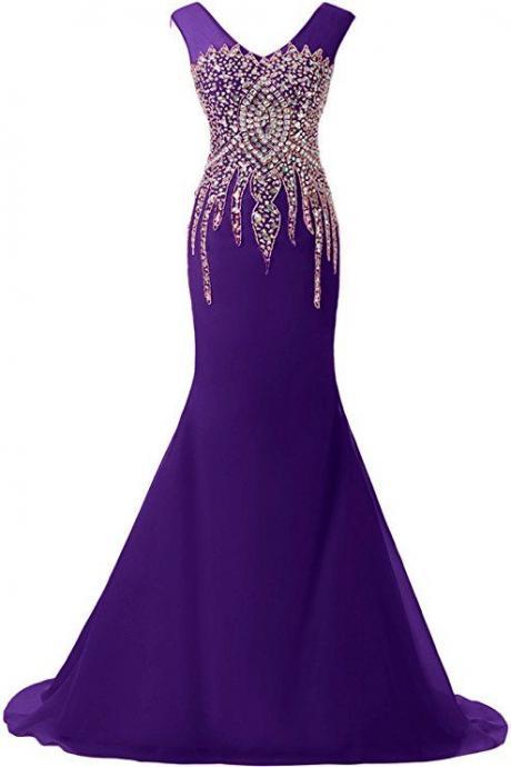 Grape Prom Dress,mermaid Prom Dress,prom Gown,prom Dresses,sexy Evening Gowns,evening Gown,open Back Party Dress,pd3088