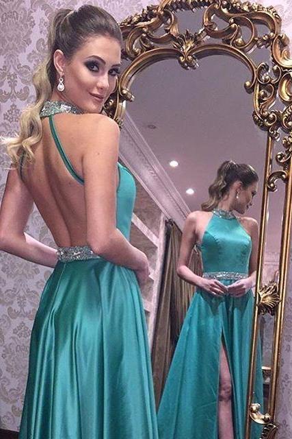 2017 Prom Dress, Sexy Prom Dresses, Green Backless Prom Gown, Long Party Dress,pd3023