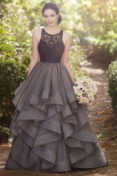 Sexy Long Prom Dresses,beautiful Grey Lace Organza Prom Dress,ball Gown Formal Dress,pd14118