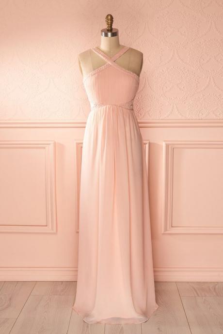 Blush Pink Prom Dresses,a-line Prom Dress,simple Prom Dress,chiffon Prom Dress,simple Evening Gowns, Party Dress,pd14126
