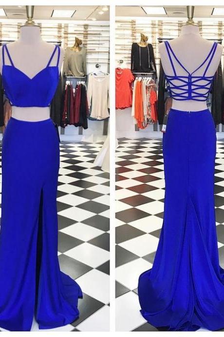 Two Pieces Royal Blue Prom Dress, Mermaid Evening Dress, Formal Dress For Teens,pd14232