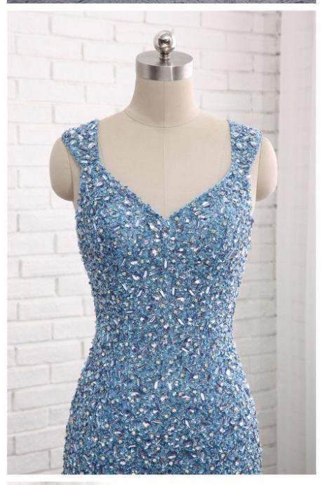 Tulle Light blue mermaid Prom Dress, Formal Evening Dress, Women Dress,PD14401