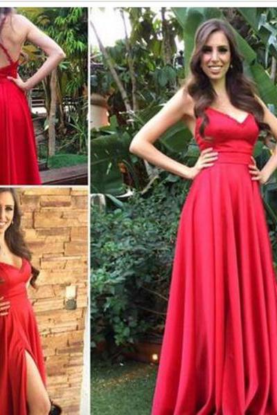 Sleeveless Prom Dress With Slit, Sexy Evening Dress, Long Prom Dresses ,pd14412