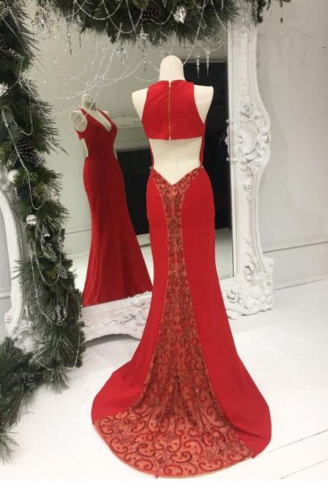Mermaid Red Prom Dress,long Prom Dresses,prom Dresses,evening Dress, Evening Dresses,pd14475