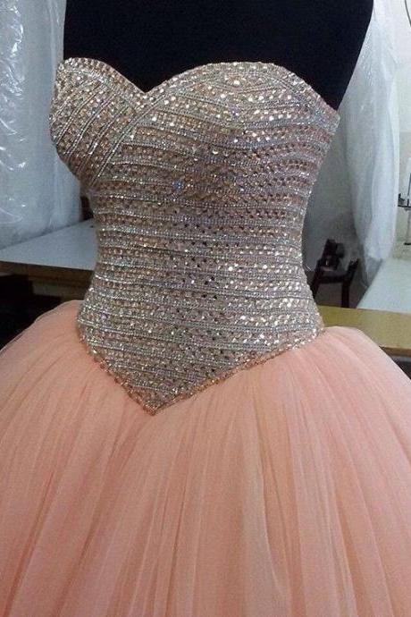 Crystal Beading Ball Gown Prom Dresses, Sweetheart Ball Gown Quinceanera Dress, Formal Evening Dress,pd14503