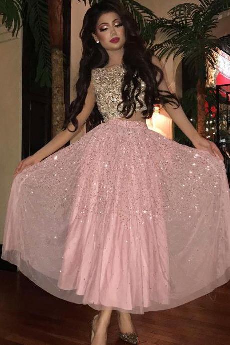 Two Pieces Beading Prom Dress,long Prom Dresses,evening Dresses,prom Gowns, Formal Women Dress,pd14550