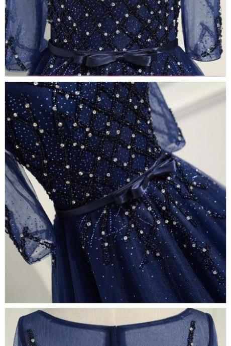 Prom Dresses A Line,prom Dresses Long,prom Dresses With Sleeves,gorgeous Prom Dresses,prom Dresses Navy,pd14632