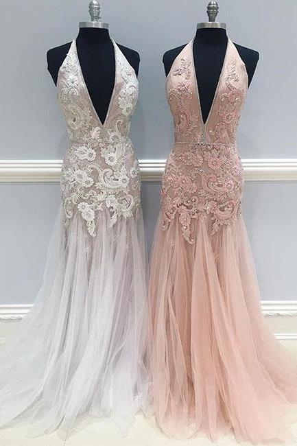 Simple Prom Dresses, Prom Gown,vintage Prom Gowns,mermaid Lace Tulle Long Prom Dress, Lace Evening Dress ,pd14669
