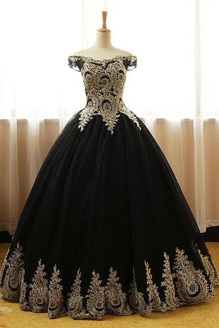 Black Lace Long Prom Gown, Black Evening Dress,pd14847
