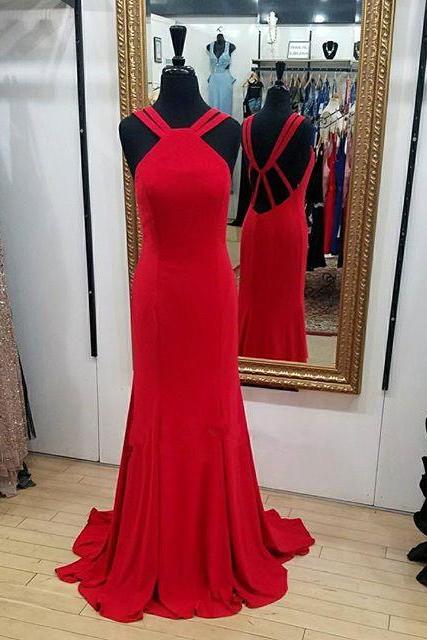 Sexy Sleeveless Prom Dress, Red Mermaid Prom Dresses, Long Evening Dress,pd141002