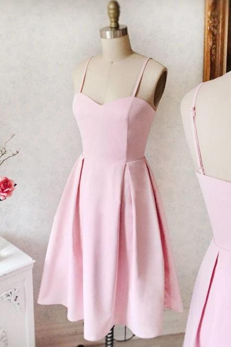 Charming Prom Dress, A Line Pink Short Homecoming Dress, Spaghetti Straps Prom Gown,pd141050