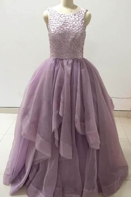 Purple Prom Dresses, Lace Prom Dresses, Crystal Prom Dresses, Ruffle Prom Dresses, Real Picture Prom Dresses,pd141199