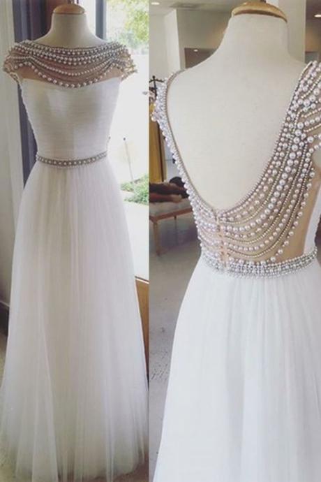 Charming Prom Dress,O-Neck Prom Dress,Backless Prom Dress,Tulle Prom Dress,A-Line Evening Dress,PD17078