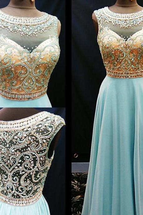 Prom Dress, Long Blue Prom Dresses, 2016 Evening Gown, Beaded Prom Dress,formal Evening Dress, Formal Evening Gown, Pd1458