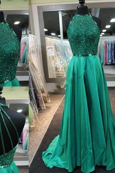 Green Prom Dress, Beaded Prom Dress, A-line Prom Dress, Long Prom Dress, Prom Dress 2017, Gorgeous Evening Dress, Formal Prom Gowns,fs73333