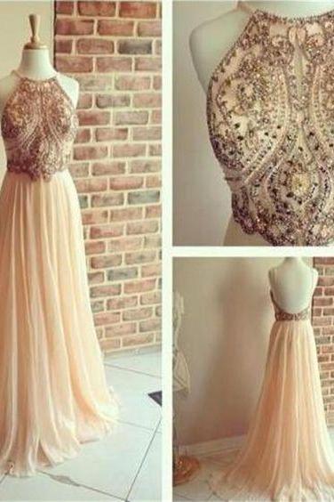 Beaded Prom Dress,a-line Prom Dress,prom Dress 2017,charming Prom Gowns,chiffon Evening Gown,prom Dress For Teens, Fs591
