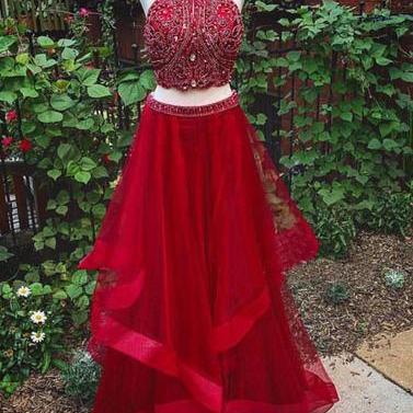 2017 Fluffy Two Pieces A-line Beaded Long Prom Dress, PD14266 on Luulla